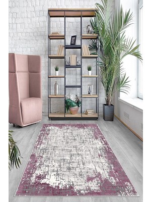 Rafta Pelangi Mor Batik Desen Renk Geçişli Yıkanabilir Kaymaz Taban Leke Tutmaz Modern Salon Halısı ve Yolluk, Mor 100 x 300, 74571020100300728