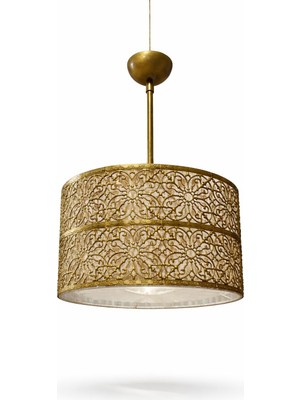Rafta Altın Desenli Sarkıt Avize – Lüks Metal Tavan Lambası, Klasik & Vintage Dekoratif Aydınlatma, Salon, Yemek Odası ve Otel Tarzı Mekanlar Için (Gold, 30CM)
