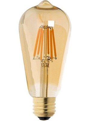 Rafta Cata LED Dünyam 8W Amber ST64 Dekoratif Armut Rustik LED Ampül CT-4290