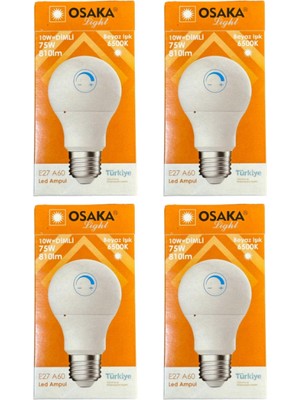 Rafta Osaka 10W (75W) 6500K Beyaz Işık E27 Duylu Dim Edilebilir LED Ampul, 4 Adet