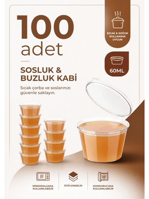 Rafta Mithra Life 100 Adet 60 ml Sızdırmaz Mini Saklama Kabı Sosluk Buzluk Kabı MIT1366
