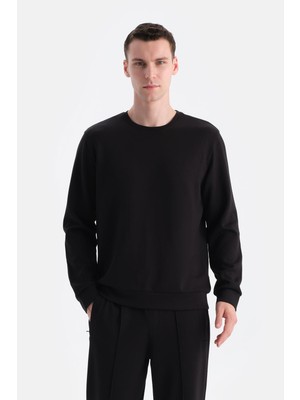 Rafta Dagi Scuba Bisiklet Yaka Sweatshirt Siyah, 366, M