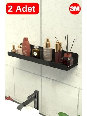 Rafta Ultra Güçlü 3m Yapışkanlı Siyah Çok Amaçlı Banyo Düzenleyici Organizer Raf Banyo Askı 2 Adet MT96SD