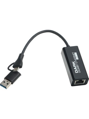 Rafta Dark Dk Nt U3GLAN USB 3 To Ethernet Çevirici Dönüştürücü Adaptör (Gigabit Destekli)