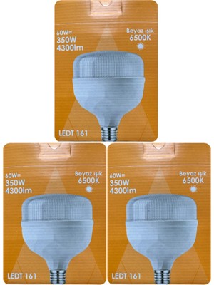 Rafta Osaka LED Ampul, 60W (350W) Beyaz Işık, E27 Duy, 3 Adet