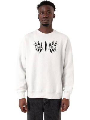 Rafta Tshirthane Demon Slayer Anime Upper Moon Demon Eyes Beyaz Erkek 2ip Sweatshirt P20893S2693, S