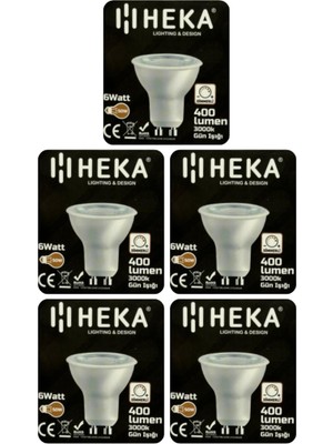 Rafta Heka 6W (50W) 3000K Sarı Işık GU10 Duylu Dim Edilebilir LED Spot Ampul, 5 Adet