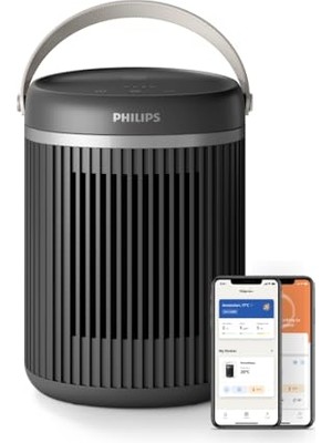 Rafta Philips Serisi 3000 2000W Enerji Tasarruflu Bağlantılı Isıtıcı, Ecoaı Ile%50'ye Kadar Enerji Tasarrufu, Sessiz, 5 Güvenlik Fonksiyonu, 45°'lik Salınım, Koyu Gri (CX3120/01)