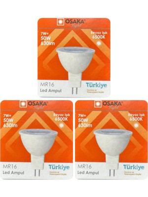 Rafta Osaka 7W (50W) Beyaz Işık (6500K) G4 Duylu LED Çanak Ampul, 3 Adet
