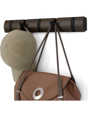 Rafta Umbra Flip 5 Garderobenhaken – Moderne, Schlichte Und Platzsparende Garderobenleiste Mit 5 Beweglichen Haken Für Jacken, Mäntel, Schals, Handtaschen Und Mehr, Schwarz/braun