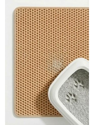 Rafta Pugalo Cleanpaw Premium Kedi Tuvalet Önü Paspası, Çift Katmanlı Kedi Kumu Toplayıcı, Geniş Delikli, Kolay Temizlenir (Krem, 50 x 50)