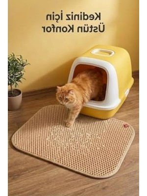 Rafta Çift Katmanlı Kedi Kumu Toplayıcı Paspas, 50 x 50