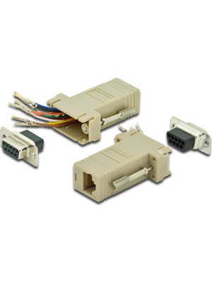 Rafta Dıgıtus D-Sub 9 - RJ45 Adaptör - Kendiniz Montaj Için Bağlantı - Soketten Sokete - RS-232 - RS-485 - Pvc Gövde