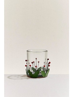 Rafta Berry Metal Tealight Mumluk Kırmızı Yeşil