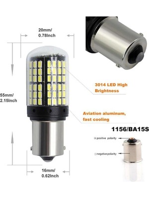 Rafta Nkt Group (7715) 93 Duy Beyaz 144 LED Geri Vites Mercekli LED Ampulü Platınum P21W 12V ile Uyumlu