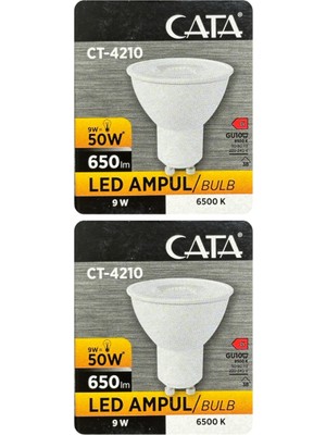 Rafta Cata 9W (50W) Beyaz Işık 6500K GU10 LED Spot Ampul, 2 Adet