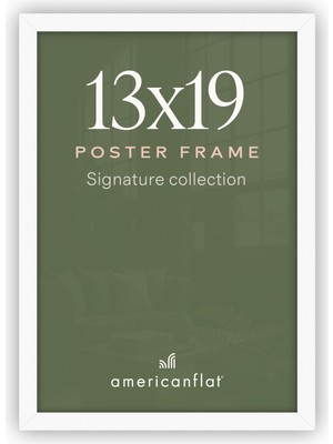 Rafta Americanflat 13X19 Beyaz Resim Çerçevesi - Kırılmaya Dayanıklı Camlı Ahşap - Duvar Için Yatay ve Dikey Formatlar