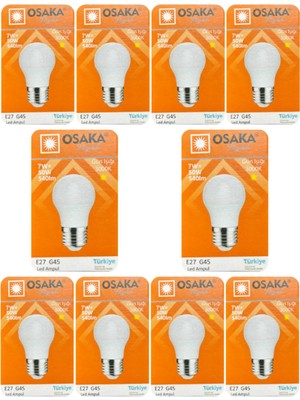Rafta Osaka 7W (50W) Sarı Işık E27 Duylu LED Ampul, 10 Adet