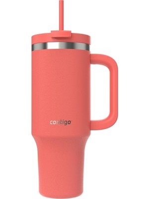 Rafta Contigo Üniseks Yetişkin Streeterville Tumbler Pipetli Yalıtımlı Su Şişesi, 1.2l, Mercan