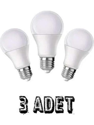 Rafta 3 Adet 9 Watt LED Ampul Normal Duy Beyaz Işık Kutulu 220V