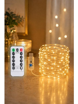 Rafta Günışığı Renk Uzaktan Kumandalı ve Fonksiyonlu 10 Metre USB Peri LED Parti Kutlama Aydınlatma
