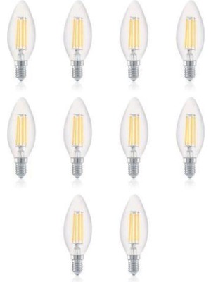 Rafta Edison 4W E14 Rustik LED Ampul, Sarı Işık, 10'lu Paket