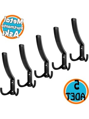 Rafta 5 Adet Metal Duvar Askılığı, Portmanto Askı ile Pratik Kullanım