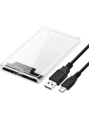 Rafta 4389 2.5 Sata Type C USB 3.1 USB 3.0 Şeffaf Harici SSD HDD Hard Disk Kutusu