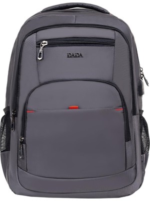 Rafta Dada 03 Laptop Dizüstü Bilgisayar Çantası 14"-15,6" Inç Ortaokul Lise Üniversite Okul Çantası Unisex Gündelik Kadın Erkek Sırt Çantası USB Type-C Aparat Darbe Emici Koruma Su Geçirmez Kumaş (Uzay Gri)