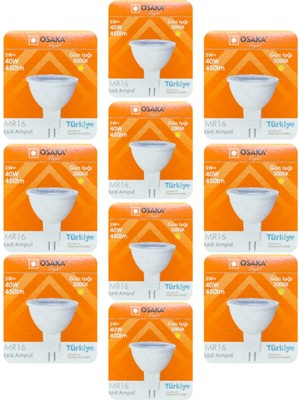 Rafta Osaka LED Ampul, 5W (40W), Sarı Işık (3000K), MR16 G4 Duylu, 10 Adet