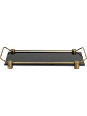 Rafta System Tezgah Üstü Banyo Tepsi Cam Siyah|antik 36X125X312 mm