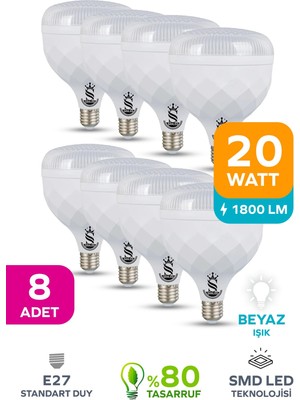 Rafta 20W Tasarruflu E27 Beyaz Renk Torch LED Ampul-1-2-4-6-8-10 Adettir (8)