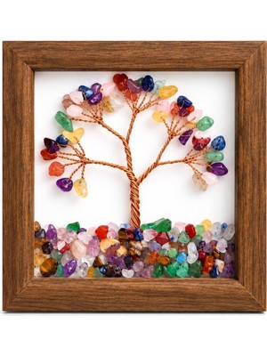 Rafta Unicuslife Çakra Taşları Hayat Ağacı Tablo 12X12 cm