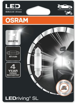 Rafta Osram Sofit LED Ledriving Sl C5W 41MM 6000K Beyaz Işık 4 Yıl Garantili 6413WP.01B (1 Adet)