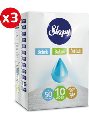 Rafta Sleepy Bebek Bakım Örtüsü Yeni Beyaz 60X90 cm 10'lu (3 Paket)