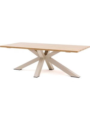 Rafta Vivarel Cross Alüminyum Bahçe Yemek Masası Doğal Meşe Görünümlü 220 cm