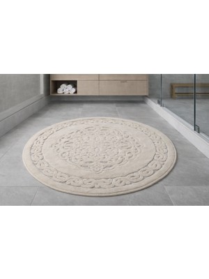 Sn Cottonia Home Pamuklu Yuvarlak Banyo Paspası 120 x 120 cm