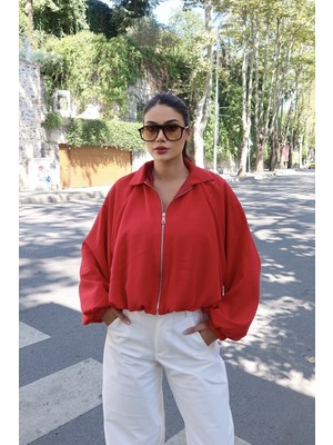 Kechi Woman Linda Twill Kumaş Fermuarlı Ceket Kırmızı