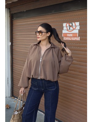 Kechi Woman Linda Twill Kumaş Fermuarlı Ceket Camel