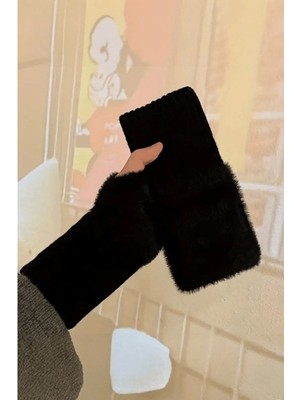 Hitit Socks Kadın 1 Çift Kışlık Parmaksız Termal Esnek Polarlı Peluş Eldiven