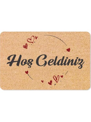 Tr M&h QUALITY(322) Hoş Geldiniz Yazılır Coco Görünümlü Dekoratif Dış Kapı Önü ve Iç Mekan Paspası Metalik 45 x 70
