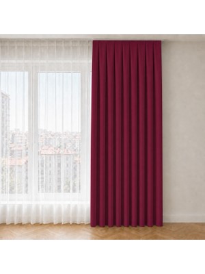 Tr Fon Perde, 1:3 Sık Pile, Siparişe Özel Dikim | Kornişe Hazır Dikilmiş, Tek Kanat, Bağlama Kollu | Koyu Fuşya, 60 cm Genişlik x 250 cm Uzunluk