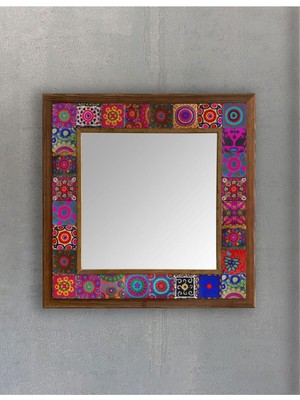 Tr Oscar Stone Decor Masif Çerçeveli Mozaik Taş Ayna 43 cm x 43 cm (Suzani-Etnik Desen Koleksiyonu) AYN4040-068