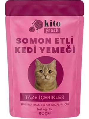 Die Grup Kito Fresh Somonlu Kedi YEMEĞI%100 Taze Içerikli  80 G