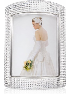 Tr Çift Taraflı Cam Fotoğraf Çerçevesi, Kristal Kesimli Kavisli, 20X25 cm Ön Yüz, 7 Bölmeli Arka Yüz