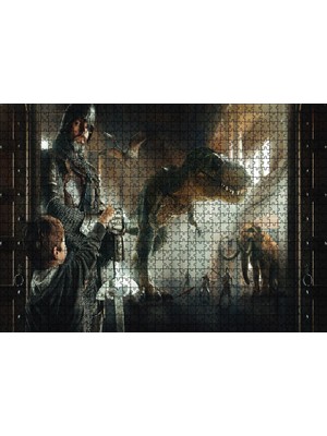Tr Cakatablo Müzede Bir Gece Çocuk Şövalye Dinozor ve Mamut 1000 Parça Puzzle Yapboz Mdf Ahşap