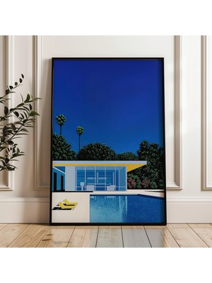 Ninastore Havuzlu Modern Ev Hiroshi Nagai Japon Şehir Popu Dijital Poster Indir