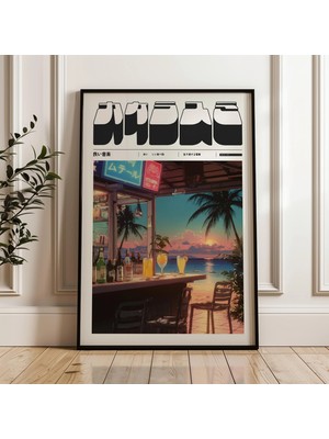 Ninastore Sunset Beach Bar Y2K Indie Japon Posteri Dijital Poster Indir