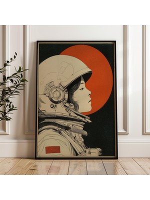 Ninastore Kadın Astronot Profili Japon Retrofütürizmi Dijital Poster Indirme