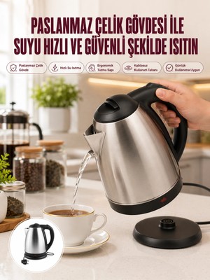 Hace Bazaar Çelik Su Isıtıcı Kettle Dayanıklı Paslanmaz Çelik Uzun Ömürlü